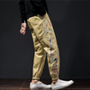 Spring and summer new Chinese style men trousers Pine tree ancient pavilion patch cloth embroidery China Chic loose casual trousers men